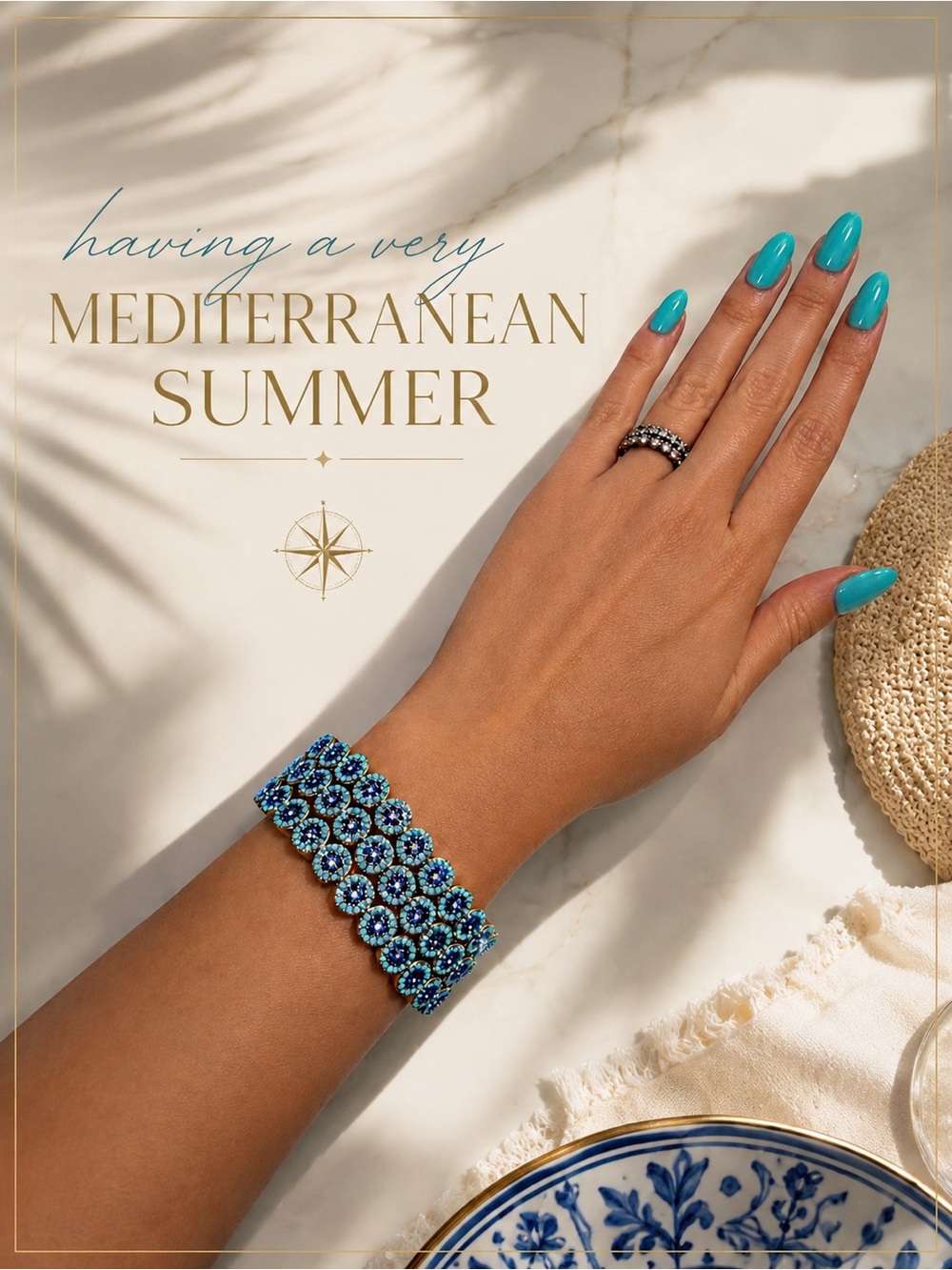 Coastal Luxe Bohemian Hand Beaded Turquoise Bracelet | Beaded Jewelry | Boho